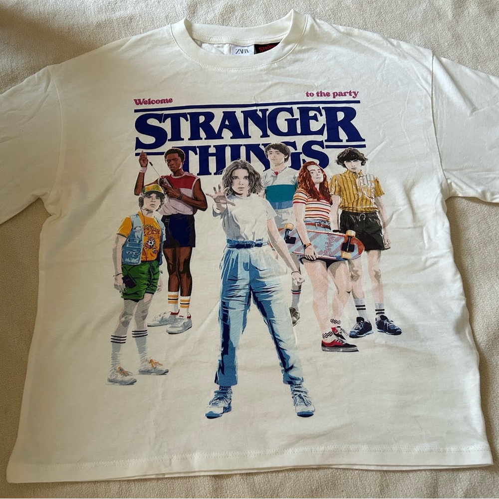 Zara Kids Stranger Things Graphic Tee - Cream